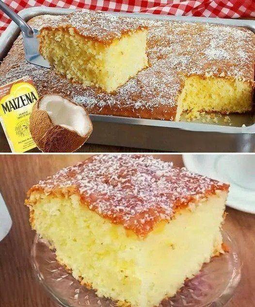 Bolo de maisena com coco